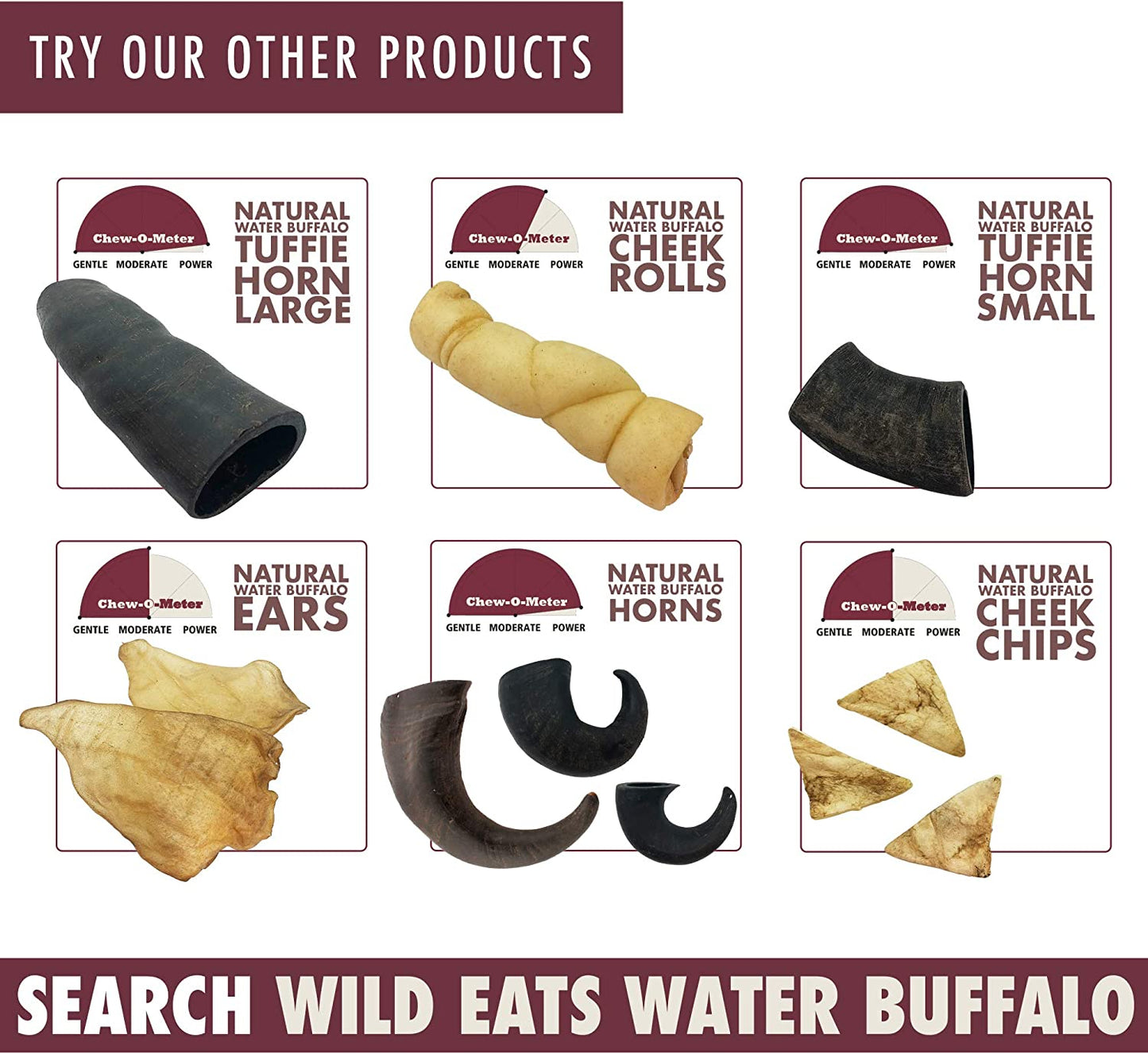 Water Buffalo Prime Select Bone Assortment Dog Chews, Pack of 7 | Long Lasting Treats, Grain Free and Gluten Free, 0.56 Lb Bag, Mix of Shapes and Sizes That Keeps Pups Busy and Satisfied