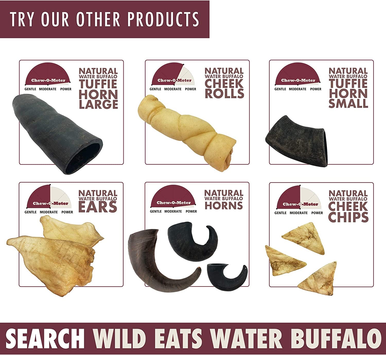 Water Buffalo Prime Select Bone Assortment Dog Chews, Pack of 7 | Long Lasting Treats, Grain Free and Gluten Free, 0.56 Lb Bag, Mix of Shapes and Sizes That Keeps Pups Busy and Satisfied
