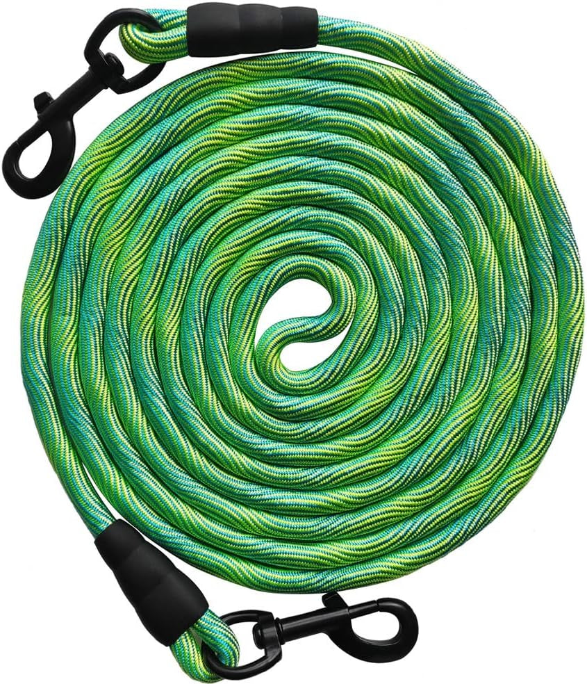 8/12/20/30/50/75Ft Dog Tie-Out Long Tether Rope Dog Lead for Yard | Large Medium Dogs Outdoor Yard Leash- Training, Playing, Camping, Backyard (Green, 50 Foot)