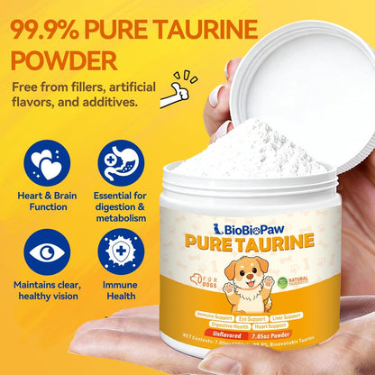 Taurine Powder for Dogs 500mg Pure Supplement Heart Immune Coat 200g