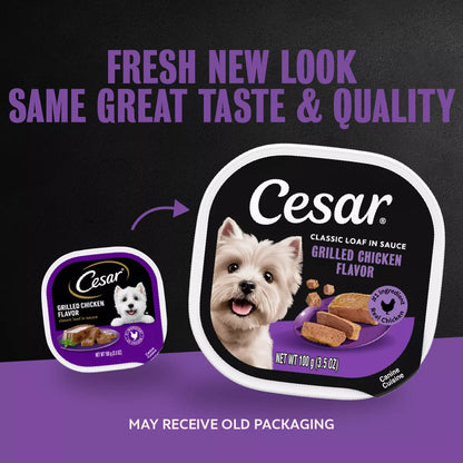 Cesar Classic Loaf in Sauce Grilled Chicken and Gravy Flavor Small Breed Wet Dog Food - 3.5Oz