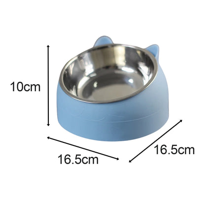 Pet Feeder Raised Cat Bowl Food Feeder Neck Protective Bowl Dog Kitten Food Dish Pet Supplies anti Slip Metal Blue