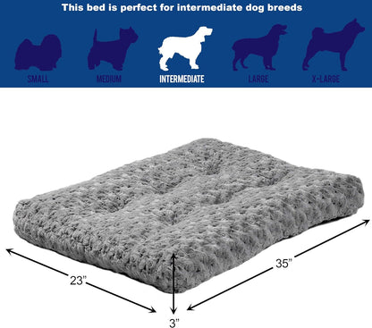 Intermediate Quiettime Deluxe Gray Ombré Swirl Plush Pet Bed, Machine Washable, Non-Skid Bottom, Soft Crate Mat for 36-Inch Crates