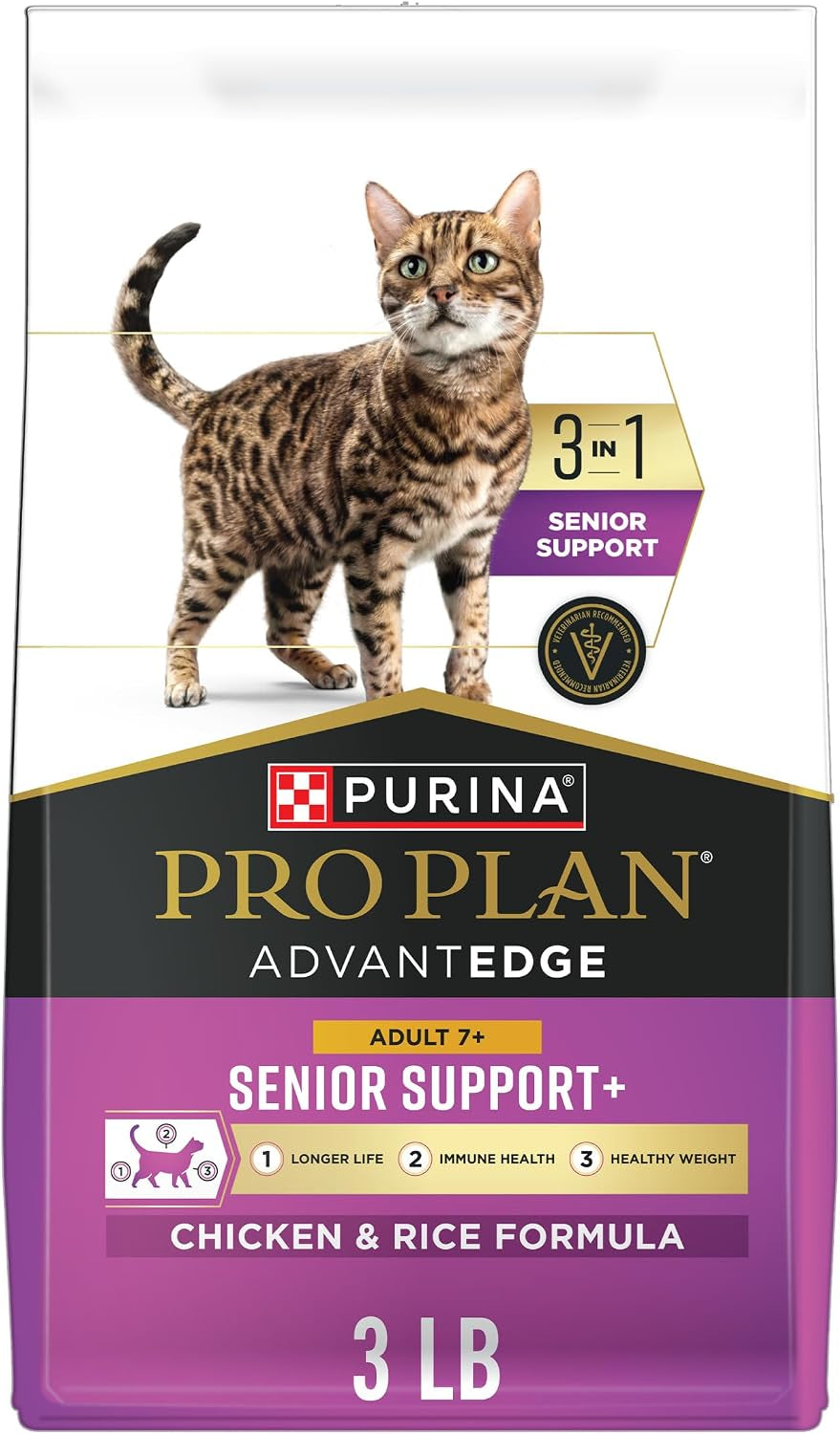Purina Pro Plan Advantedge Senior Support Dry Cat Food with Chicken - 3 lb Bag for Optimal Health