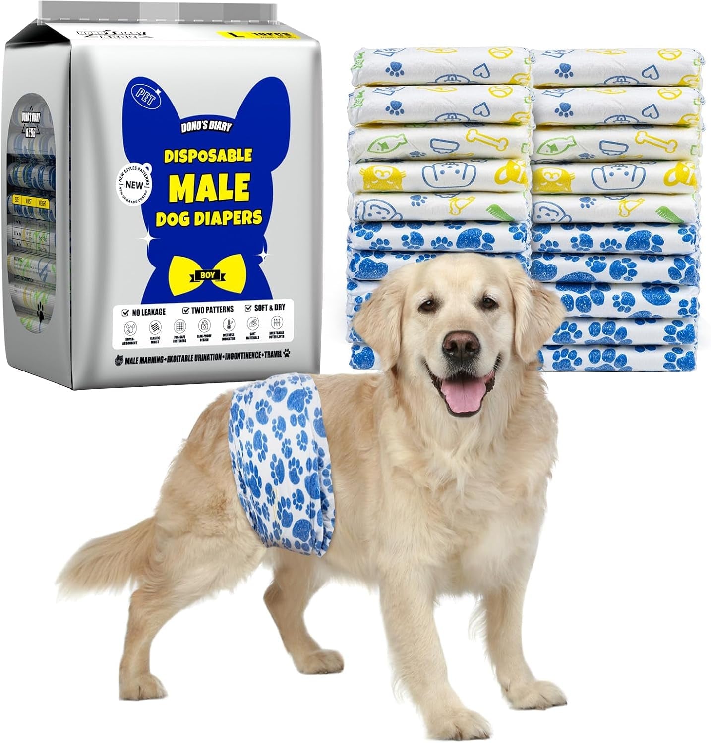 Male Dog Diapers Disposable Belly Bands | Leakproof Wraps 60 Count