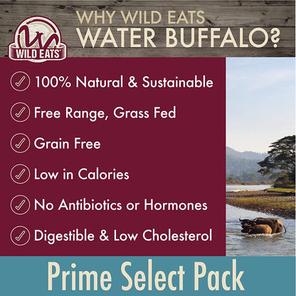 Water Buffalo Prime Select Bone Assortment Dog Chews, Pack of 7 | Long Lasting Treats, Grain Free and Gluten Free, 0.56 Lb Bag, Mix of Shapes and Sizes That Keeps Pups Busy and Satisfied