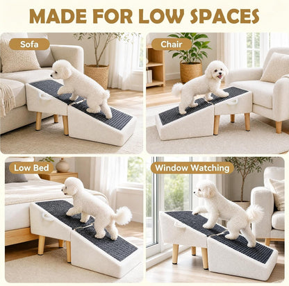 16in Dog Ramp Stairs Foldable Wooden Pet Ramp Ottoman for Couch Bed