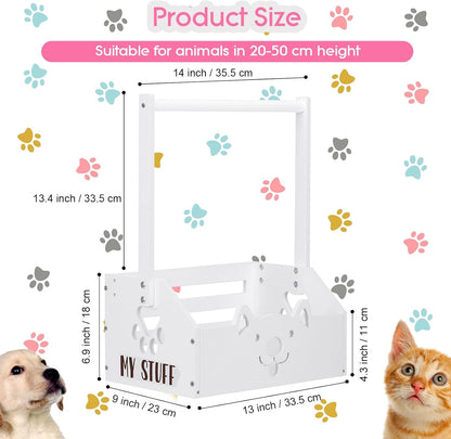 Dog Storage Organizer Wooden Closet Toy Bin Clothes Rack Hangers Pink/White