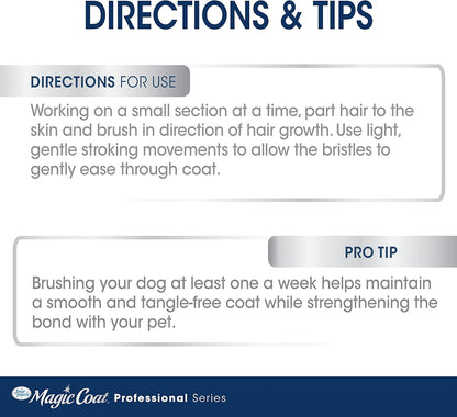 Magic Coat Professional Series Grooming Brush for Dogs & Cats, Reduces Shedding, Stimulates Coat'S Natural Oils, Ergonomic Design, Ideal for Medium, Long, Curly, and Wiry Coats | Reduces Shedding, Fine Wire Bristle Dog Brush, Captures Loose Hair & Increases Shine, Medium, Long, Curly, and Wiry Coats
