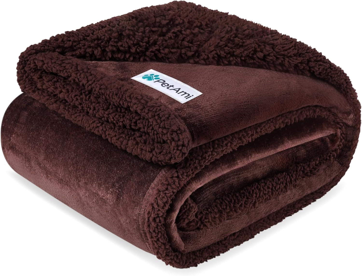 Waterproof Dog Blanket for Medium Large Dog Pet, 60X40 Brown Sherpa | 460 GSM Sherpa Fleece Reversible, Pee Proof Cat Blanket, Furniture Protector Cover for Couch Bed Sofa Kennel, Washable, Large