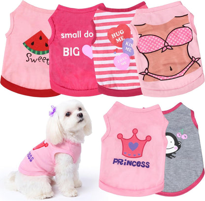 Dog Shirts 6 Pack Puppy Clothes Small Dog Vest Cute Pet Apparel Summer