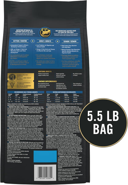 Purina Pro Plan All Life Stages Chicken Formula Dry Cat Food - 5.5 lb Bag for Healthy, Happy Cats!