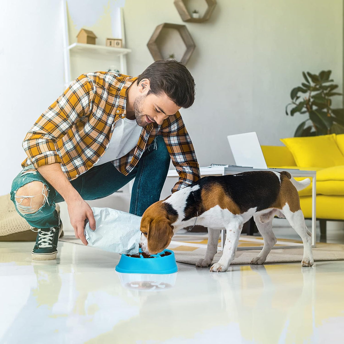 Dog Slow Feeder, Dogs Fun Slower Eating Bowl, Non-Slip Puzzle Bowls, Pet Preventing Choking Food Feeder, Anti-Gulping Healthy Stop Dog Bowl for Faster Eaters
