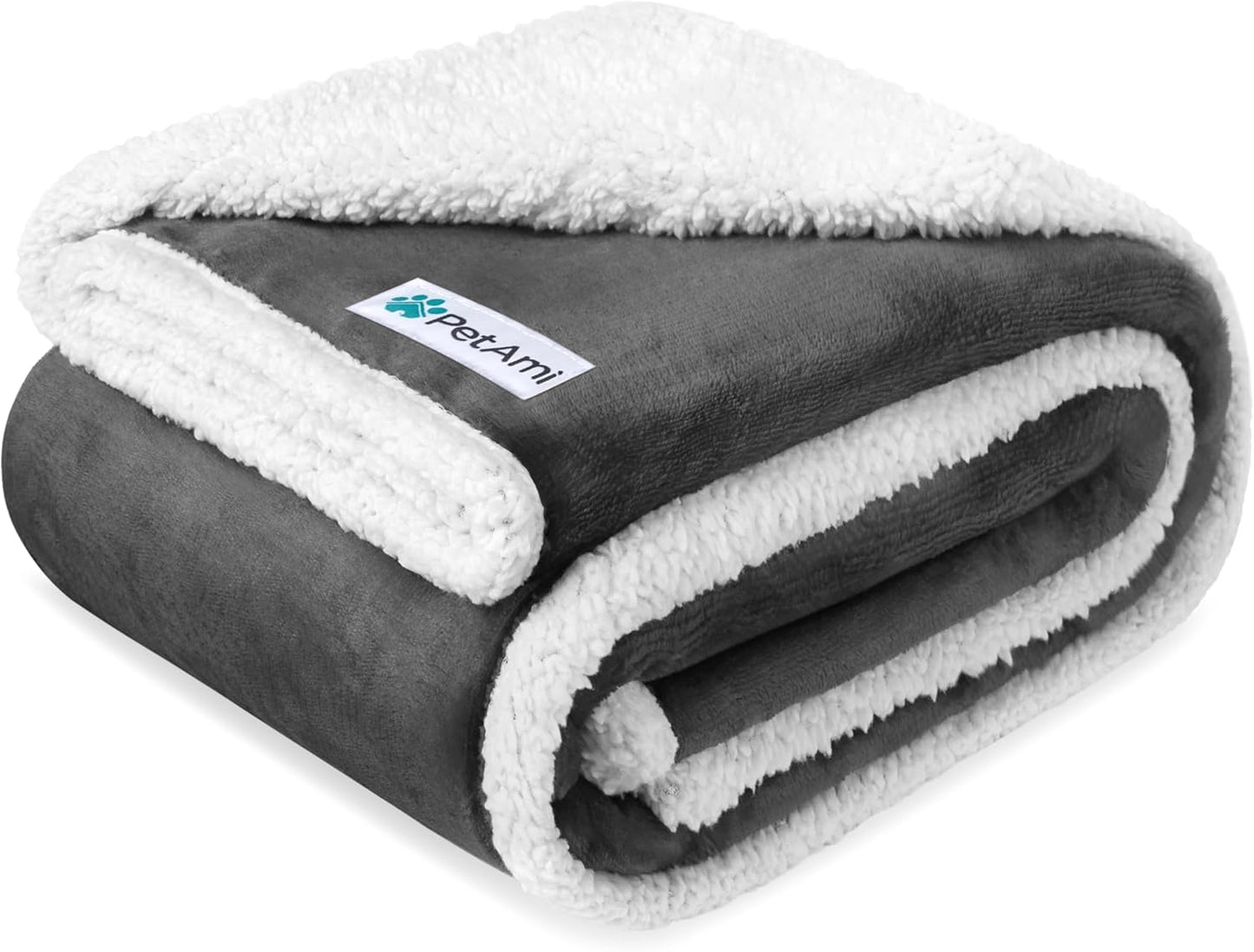 Waterproof Dog Blanket for Small Dog Puppy Cat, 29X40, Charcoal | 460 GSM Sherpa Fleece Reversible, Pee Proof Pet Blanket, Furniture Protector Cover for Couch Sofa Kennel, Washable