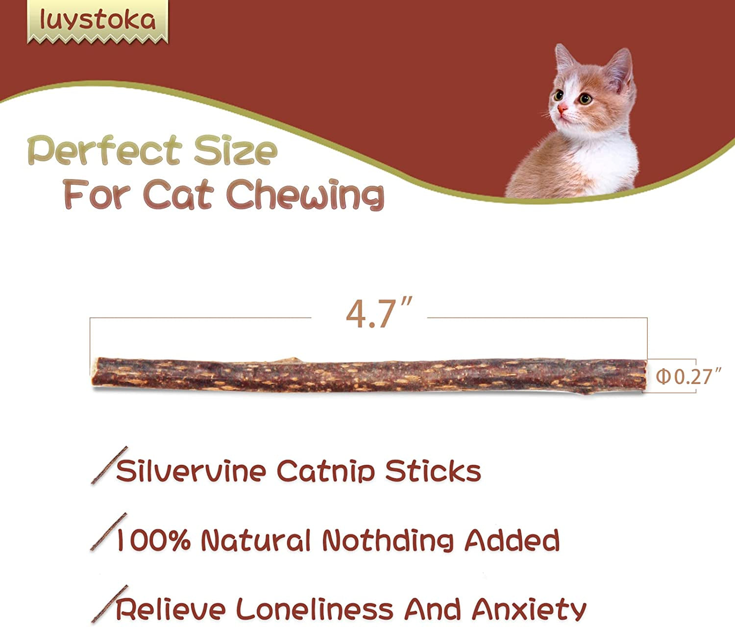 Silvervine Sticks for Cats 10PCS, Silvervine & Matatabi Catnip Toys, Indoor Kitty Chew Sticks & Wand Toys for Bored Cats