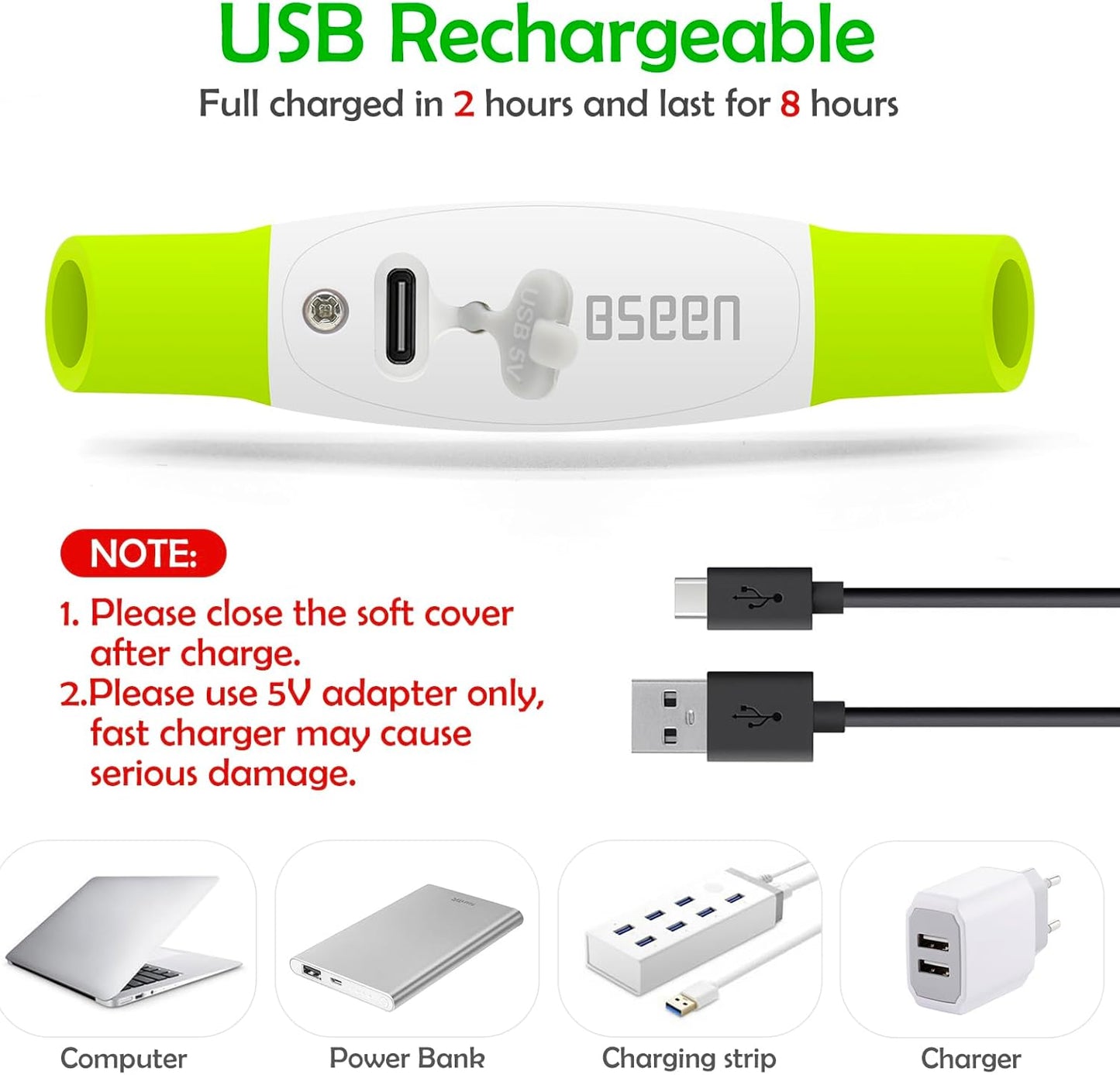 Led Dog Collar,  USB Rechargeable Flash Light up Dog Collar | Pet Safety Necklace Makes Your Beloved Dogs Be Seen at Night for Small Medium Large Dogs(Green)