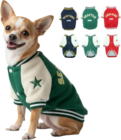 Warm Dog Varsity Jacket Heavyweight Fleece Pet Coat Small-4XL