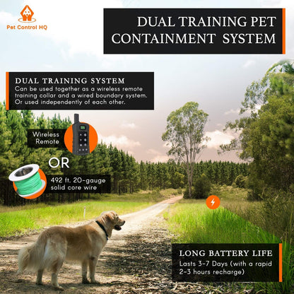 Wireless Dog Fence System Electric Collar Remote Underground 2 Dogs