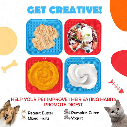 Dog Lick Pad丨Boredom & Anxiety Reduction丨Feeder Mat for Yogurt or Peanut Butter丨Dog Puzzle Toy Alternative to a Slow Feeder Dog Bowl丨Interactive Dog Toy Help Pets for Nail Trimming丨Bathing
