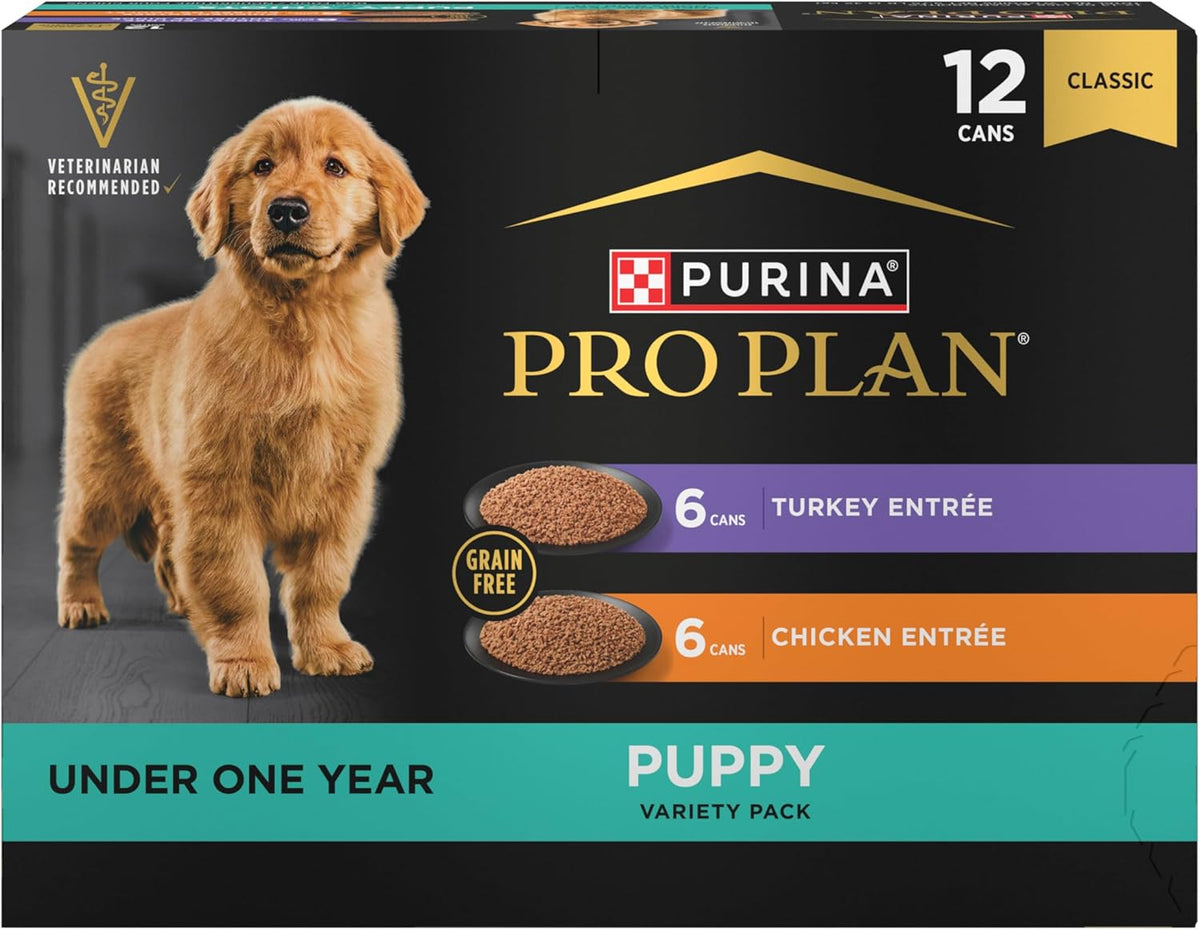 Purina Pro Plan DEVELOPMENT Wet Puppy Food Variety Pack - 12 Cans of Nutritious 13 Oz Meals for Growing Puppies