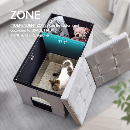 Stylish XXL Velvet Cat Litter Box Enclosure with Lift-Top Design