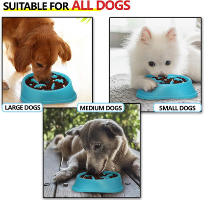 Dog Slow Feeder, Dogs Fun Slower Eating Bowl, Non-Slip Puzzle Bowls, Pet Preventing Choking Food Feeder, Anti-Gulping Healthy Stop Dog Bowl for Faster Eaters