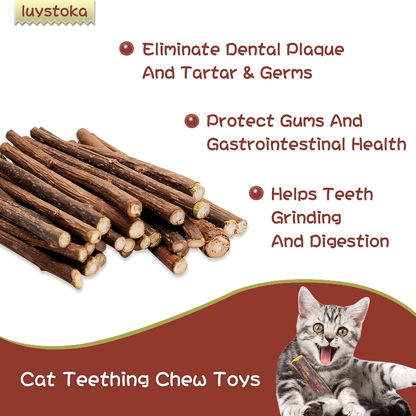 Silvervine Sticks for Cats 10PCS, Silvervine & Matatabi Catnip Toys, Indoor Kitty Chew Sticks & Wand Toys for Bored Cats
