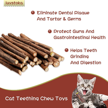 Silvervine Sticks for Cats 10PCS, Silvervine & Matatabi Catnip Toys, Indoor Kitty Chew Sticks & Wand Toys for Bored Cats