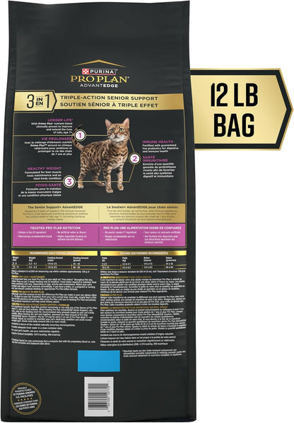 Purina Pro Plan Advantedge Senior Support Dry Cat Food with Chicken - 12 lb Bag for Optimal Health and Vitality