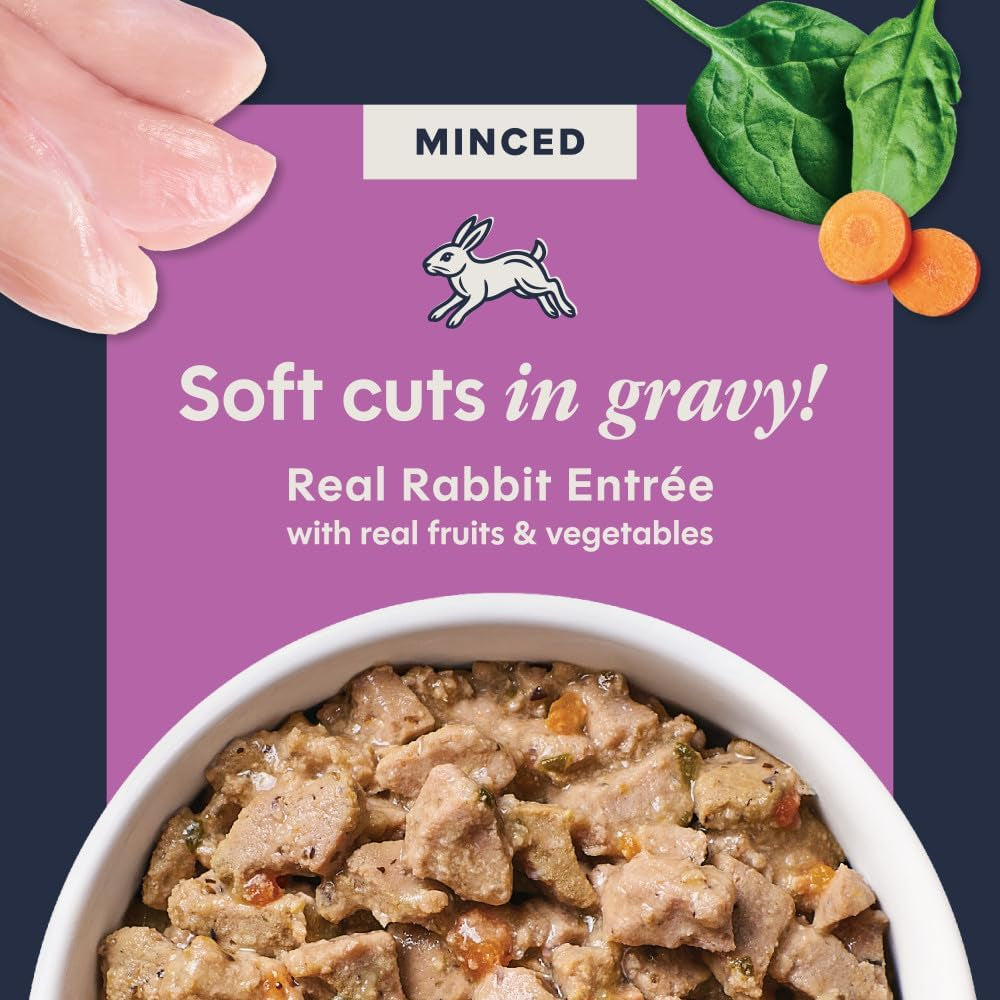 Original Minced Cups, Wet Cat Food, Rabbit, 3.5 Oz (12 Count) | Finely Minced Cuts in Savory Gravy, High Protein, Farm-Raised Rabbit, Whole-Food Ingredients, Grain-Free, Hydration Support