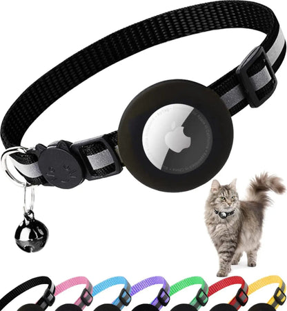 AirTag Cat Collar – Secure & Stylish Reflective Breakaway Collar with Holder & Bell