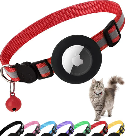 AirTag Cat Collar – Secure & Stylish Reflective Breakaway Collar with Holder & Bell