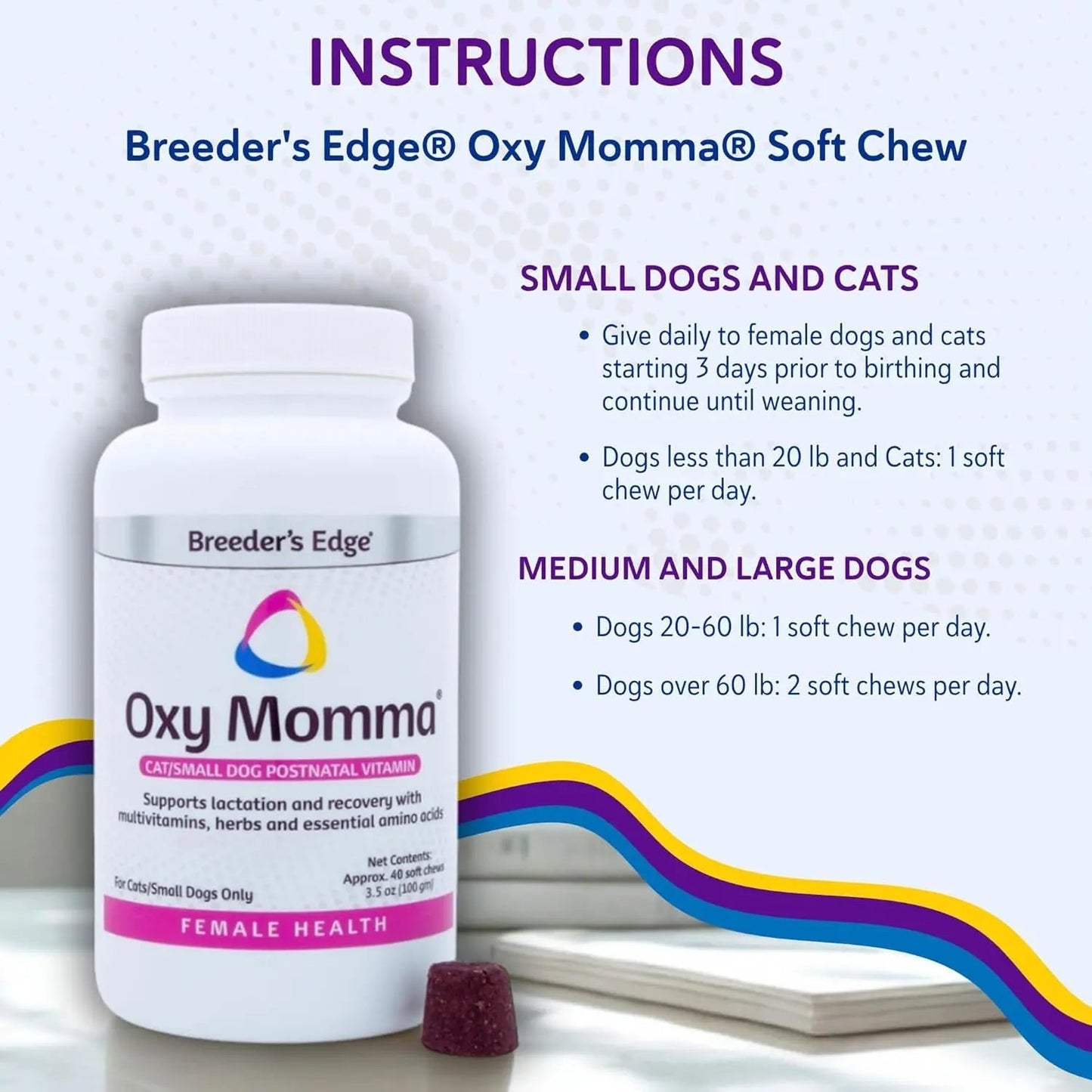 Postnatal Soft Chews for Lactating Dogs & Cats, Breeder Support, 40 Ct