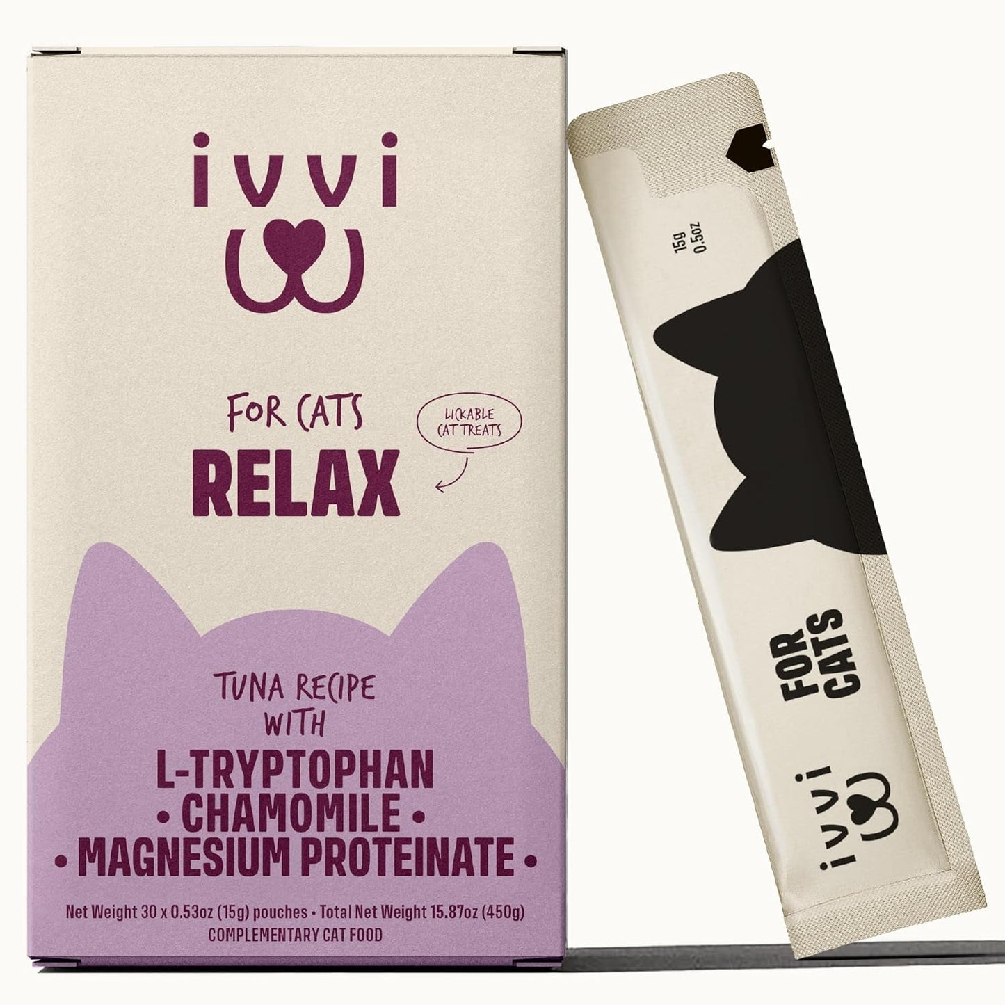 Cat Calming Treats Cream Tuna Stress Relief Tryptophan Magnesium 30 Pack
