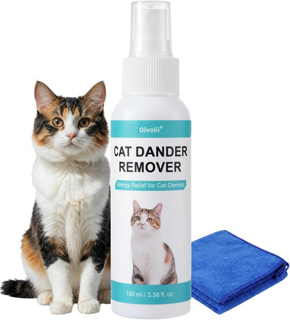 Cat Dander Remover Spray Natural Allergy Relief No Rinse Anti Dander