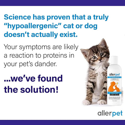 Cat Dander Remover Spray – Allergy Relief for Cats & Humans, Natural Chamomile & Rosemary, 12oz