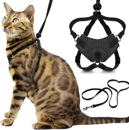 Cat Harness Escape Proof Adjustable Leash Set Reflective Walking Vest