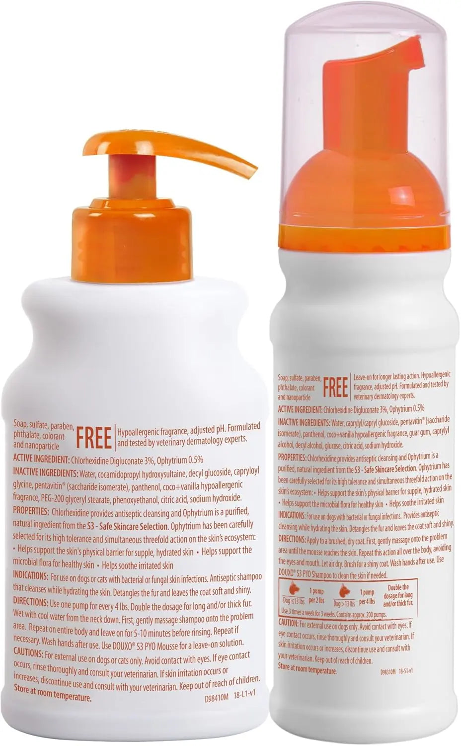 DOUXO S3 PYO Combo Set – Antibacterial Dog Shampoo & Mousse, 2-Pack