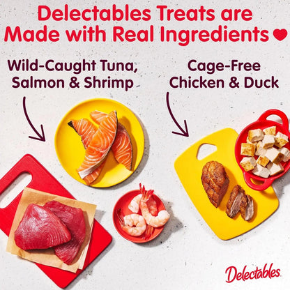 Delectables Squeeze Up Cat Treats Variety Pack, Creamy Puree Tubes