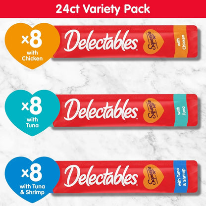 Delectables Squeeze Up Cat Treats Variety Pack, Creamy Puree Tubes