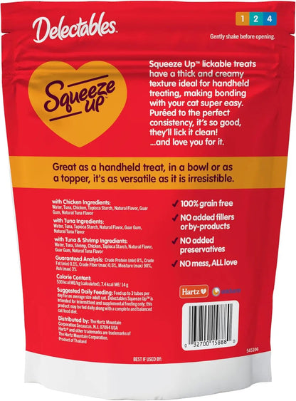 Delectables Squeeze Up Cat Treats Variety Pack, Creamy Puree Tubes