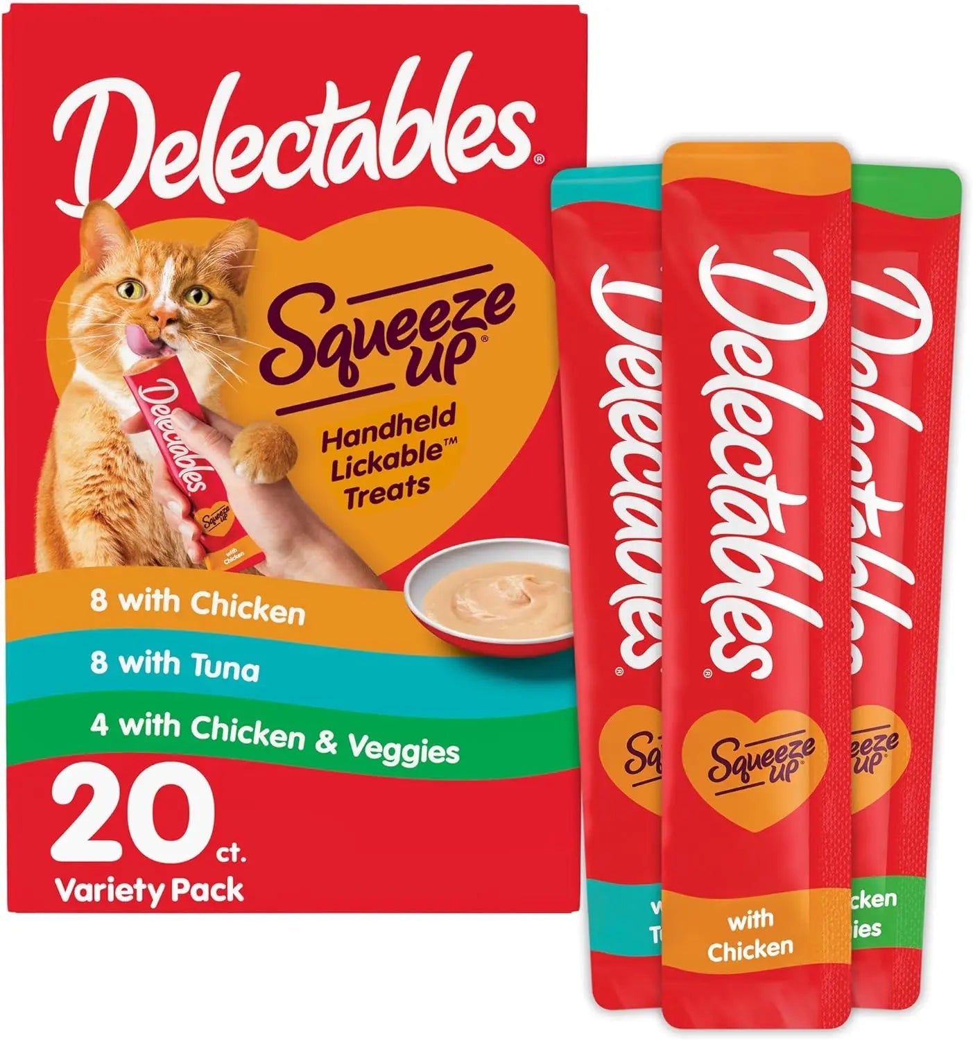 Delectables Squeeze Up Cat Treats Variety Pack, Creamy Puree Tubes