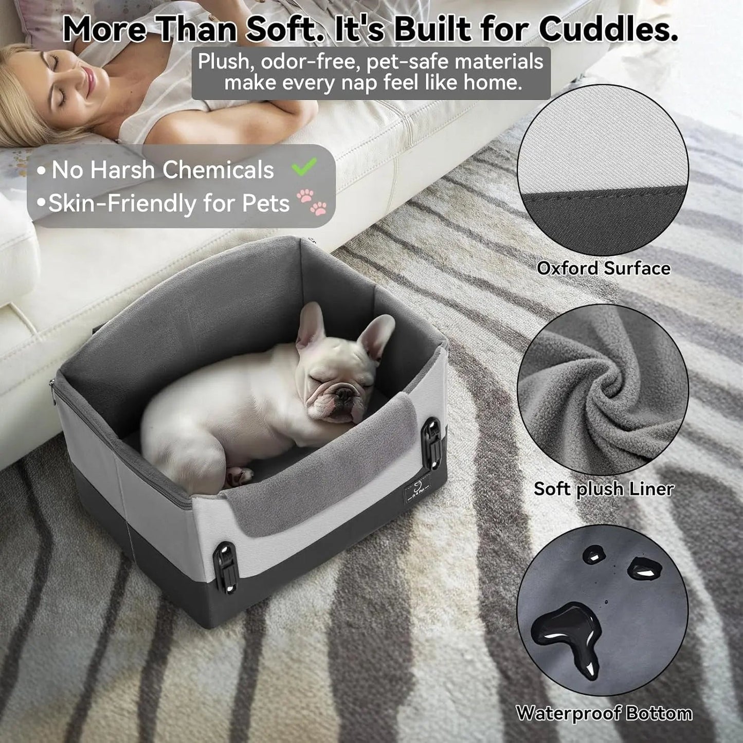 Dog Car Seat Booster for Small Dogs Under 25lbs, Travel Safety Seat with Leash