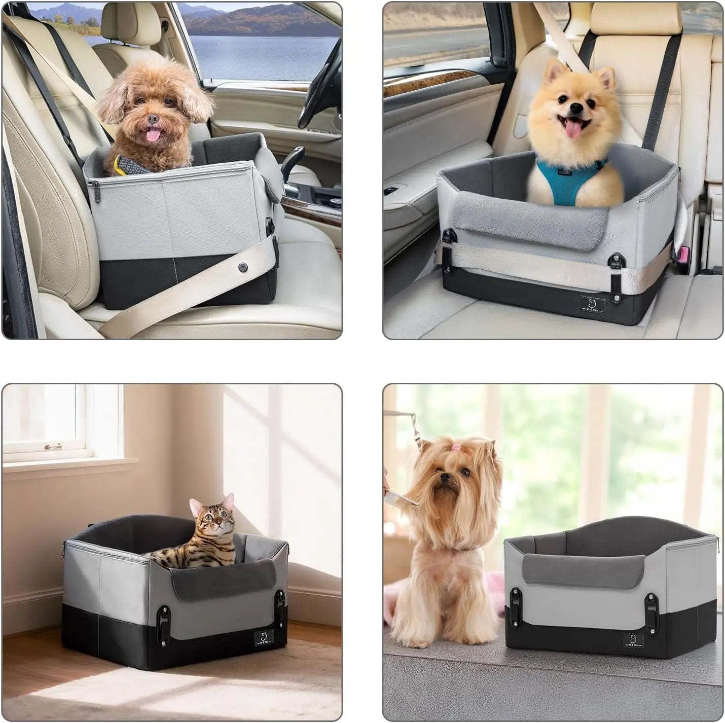 Dog Car Seat Booster for Small Dogs Under 25lbs, Travel Safety Seat with Leash