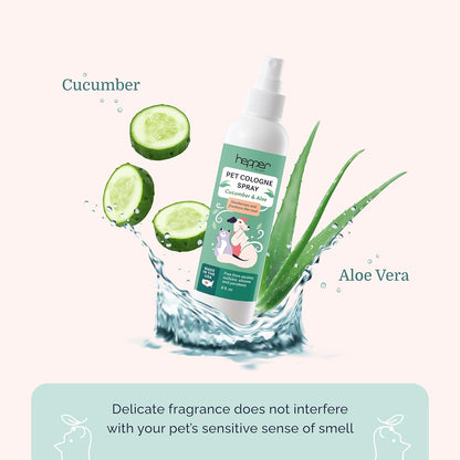 Dog Cat Cologne Spray Pet Deodorizer Fresh Aloe Cucumber Grooming Spray 8oz