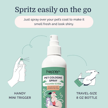 Dog Cat Cologne Spray Pet Deodorizer Fresh Aloe Cucumber Grooming Spray 8oz