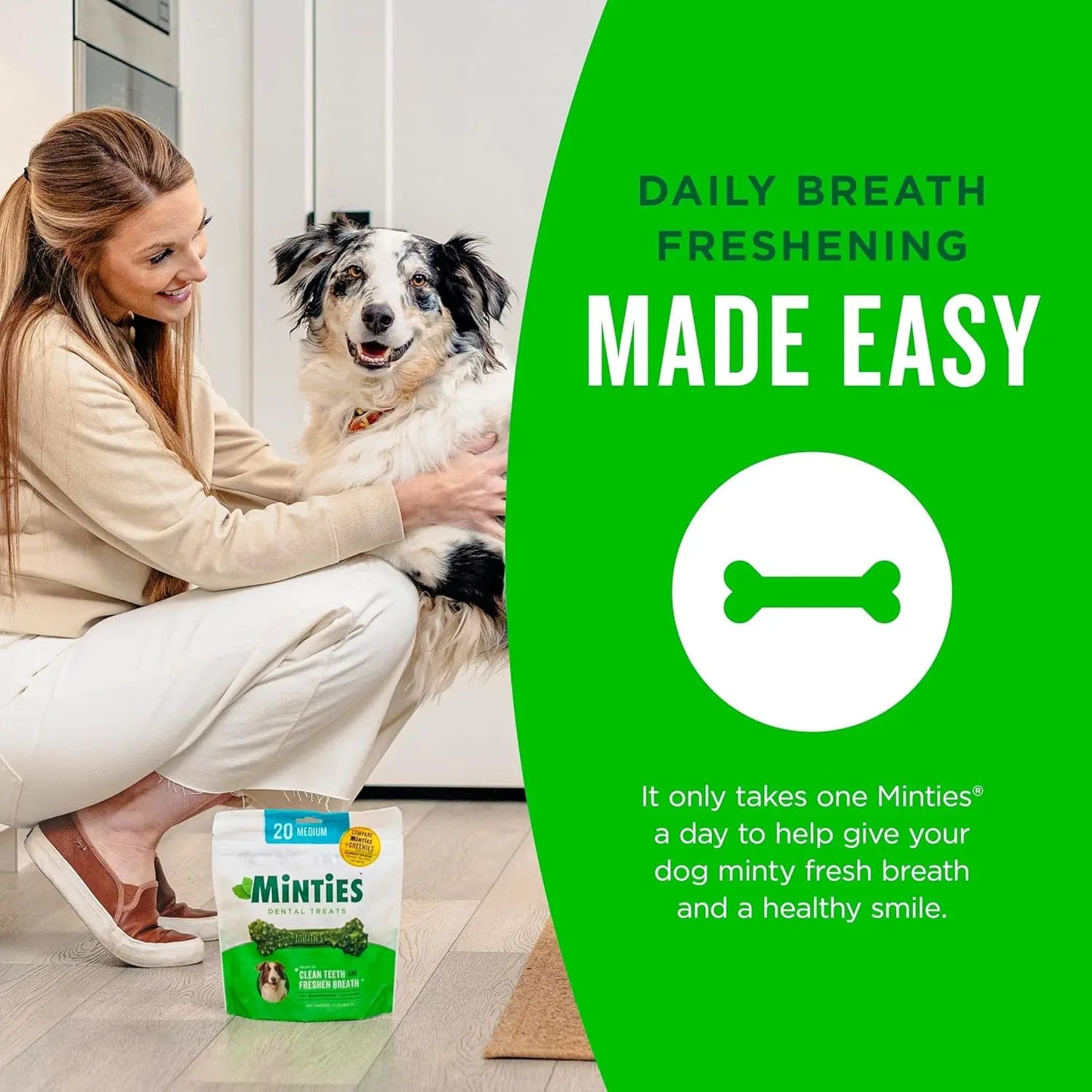 Minties Dental Dog Treats – Vet-Recommended Mint Bones for Clean Teeth
