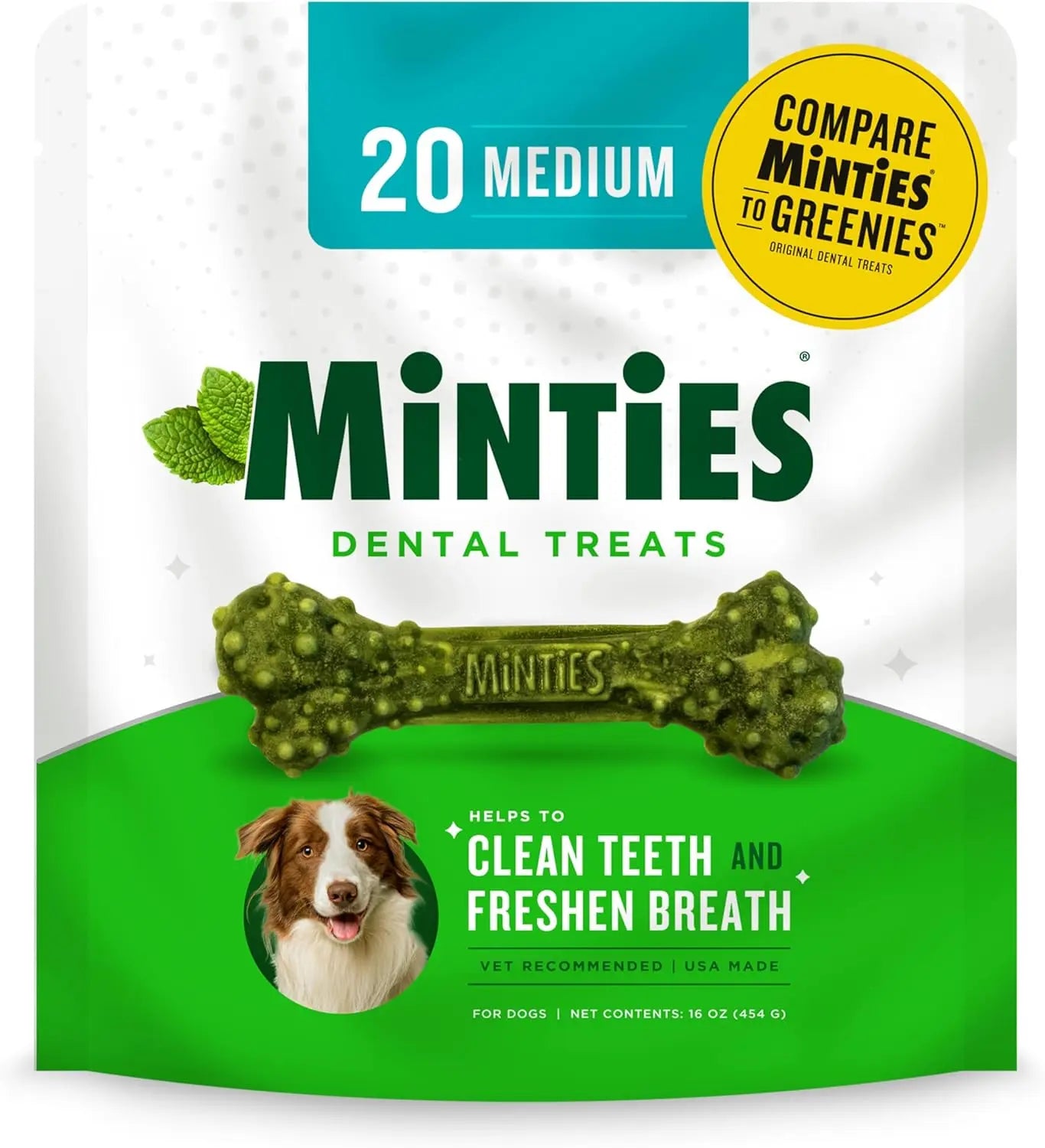 Minties Dental Dog Treats – Vet-Recommended Mint Bones for Clean Teeth