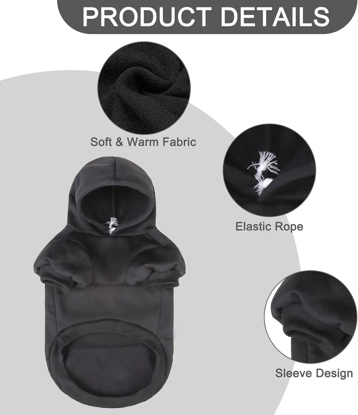 Dog Hoodie Security Fleece Sweatshirt w/ Leash Hole Warm Pet Costume for Small Dogs