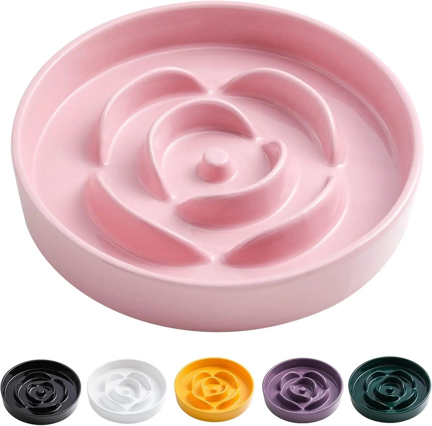 Elevated Ceramic Slow Feeder Dog Bowl 8.6in Heavy Weighted (various colors)